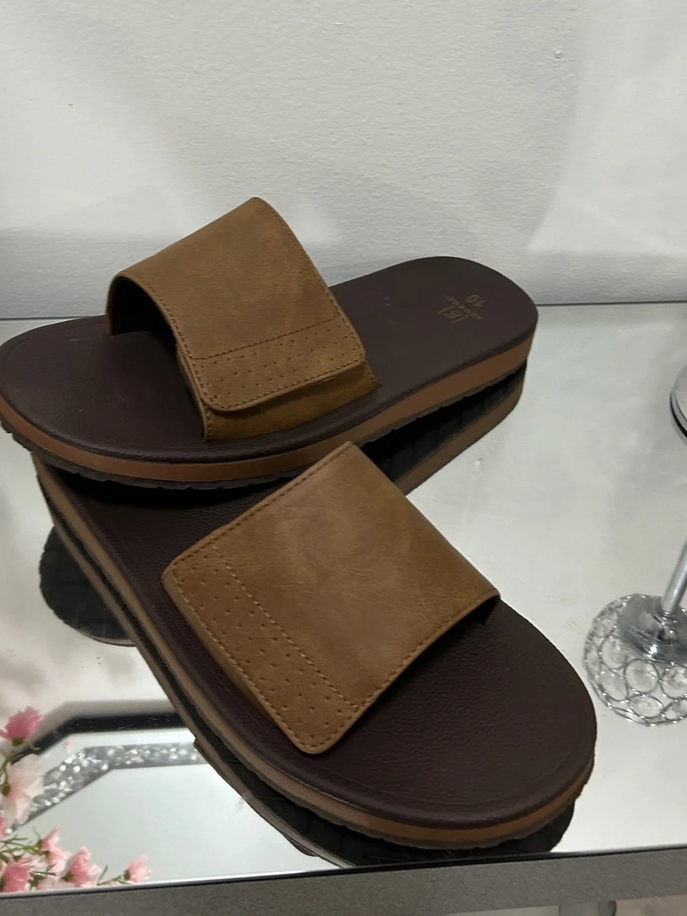 George Men’s Sandals Size 11 Brown Comfort Slip On Casual NWT
